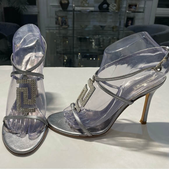 Versace RARE Runway silver rhinestone heels 38 - Picture 1 of 5